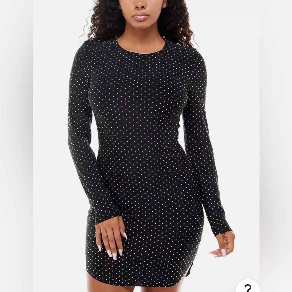 Bedazzled Black Long Sleeve Dress - Size S